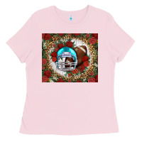 Bubblegum Pink american football helmet and leopard Ladies Tee - NancyCooperArtShop