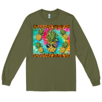 Army Green summer pineapple Long Sleeve Tee - BarkalooDesign