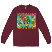 Burgundy summer pineapple Long Sleeve Tee - BarkalooDesign