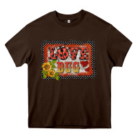 Chocolate Brown ladybug  love bug backround Heavy Core Tee - BarkalooDesign