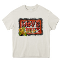 Cream ladybug  love bug backround Heavy Core Tee - BarkalooDesign