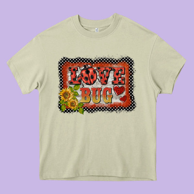 Ladybug  Love Bug Backround Heavy Core Tee Designed By Barkaloodesign