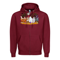 Burgundy halloween chicken Zipper Hoodie - CowGirlArtShop