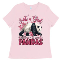 Bubblegum Pink just a girl who loves pandas Ladies Tee - LillyAllenDesigns