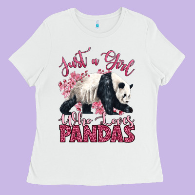 Just A Girl Who Loves Pandas Ladies Tee Designed By Lillyallendesigns