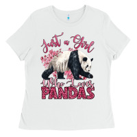 White just a girl who loves pandas Ladies Tee - LillyAllenDesigns