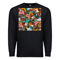 Black cow with aztec and sunflowers seamless pattern Premium Sweatshirt - FaDigitalArtStudio