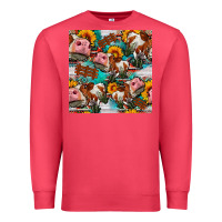 Cardinal cow with aztec and sunflowers seamless pattern Premium Sweatshirt - FaDigitalArtStudio