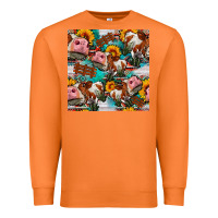 Carrot cow with aztec and sunflowers seamless pattern Premium Sweatshirt - FaDigitalArtStudio