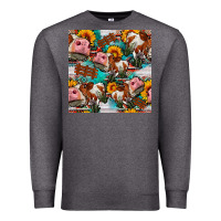 Charcoal Heather cow with aztec and sunflowers seamless pattern Premium Sweatshirt - FaDigitalArtStudio