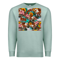 Seafoam cow with aztec and sunflowers seamless pattern Premium Sweatshirt - FaDigitalArtStudio