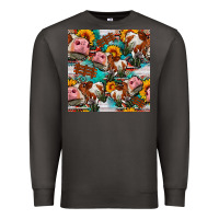 Smoke cow with aztec and sunflowers seamless pattern Premium Sweatshirt - FaDigitalArtStudio