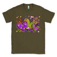 Army Green Mardi Gras Hearts Classic Tee - BundleAndBundleShop