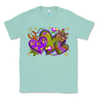Seafoam Mardi Gras Hearts Classic Tee - BundleAndBundleShop