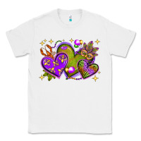 White Mardi Gras Hearts Classic Tee - BundleAndBundleShop