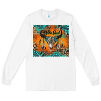 White wild soul boho bull skull Long Sleeve Tee - RanaPortraitStore