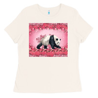 Bone Panda With Sakura Blooms Ladies Tee - LillyAllenDesigns