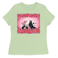 Matcha Panda With Sakura Blooms Ladies Tee - LillyAllenDesigns