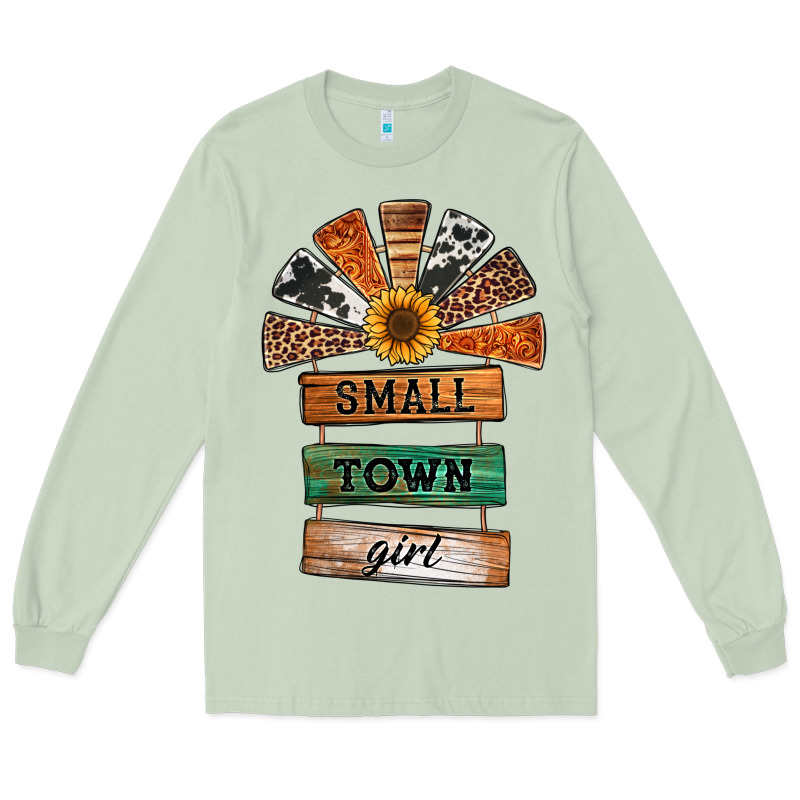 Small Town Girl Western Windmill Wooden Boards Long Sleeve Tee by Jasminsmagicworld | Teevron