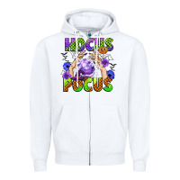 White hocus pocus Zipper Hoodie - CowGirlArtShop