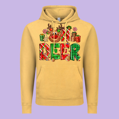Oh Deer Reindeer Vintage Hoodie Designed By Nancycooperartshop