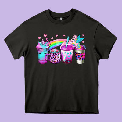 Unicorn Coffee Heavy Core Tee Designed By Jasminsmagicworld