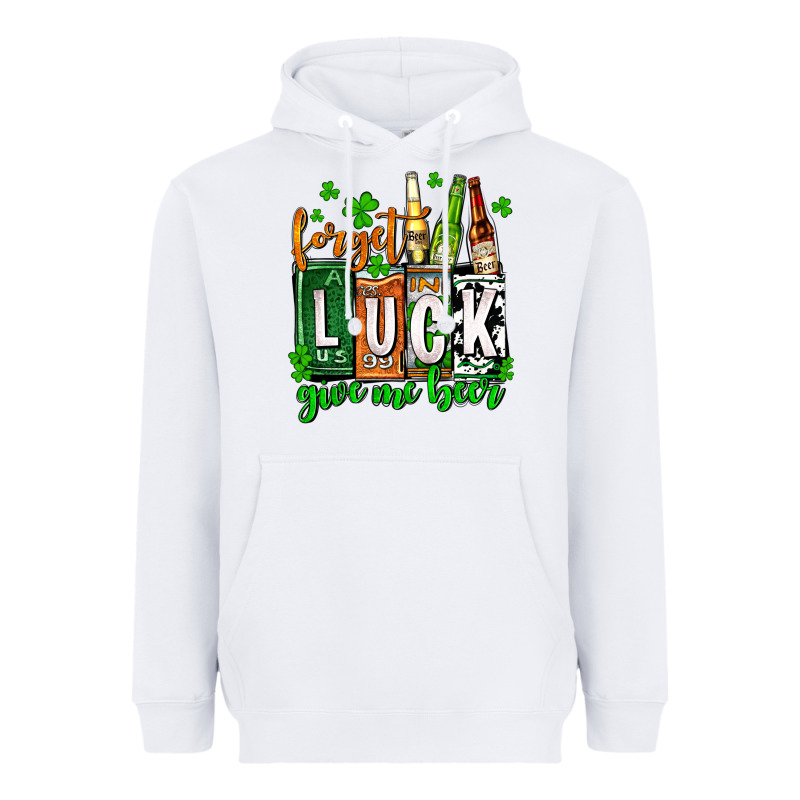 St. Patrick's Forget Luck Give Me Beer Heavyweight Hoodie by OliviaCreatesArt | Teevron
