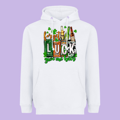 St. Patrick's Forget Luck Give Me Beer Heavyweight Hoodie Designed By Oliviacreatesart
