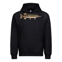 Black Northern Pike Fish Illustrations Urban Hoodie - LillyAllenDesigns