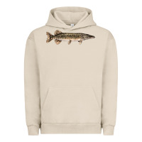 Pigment French Oak Northern Pike Fish Illustrations Urban Hoodie - LillyAllenDesigns