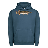 Pigment Midnight Navy Northern Pike Fish Illustrations Urban Hoodie - LillyAllenDesigns