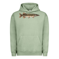 Pigment Oil Green Northern Pike Fish Illustrations Urban Hoodie - LillyAllenDesigns