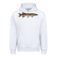 White Northern Pike Fish Illustrations Urban Hoodie - LillyAllenDesigns