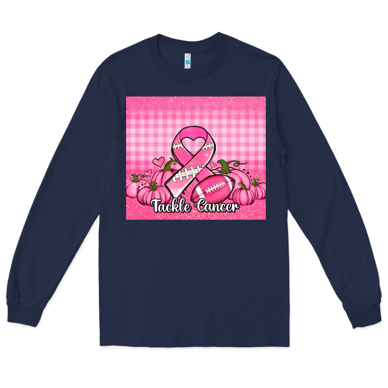 Tackle Cancer Pumpkins Football And Ribbon Long Sleeve Tee by Jasminsmagicworld | Teevron