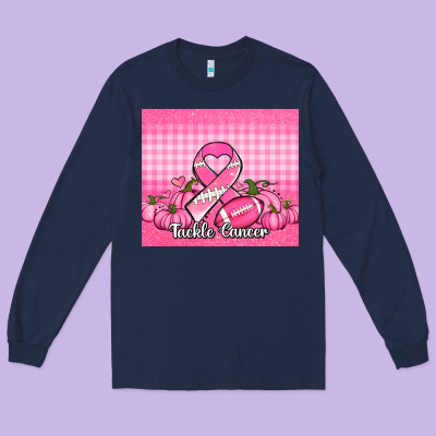 Tackle Cancer Pumpkins Football And Ribbon Long Sleeve Tee Designed By Jasminsmagicworld