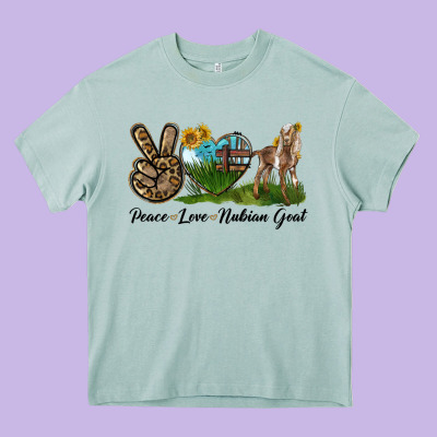 Peace Love Nubian Goat Heavy Core Tee Designed By Lillyallendesigns