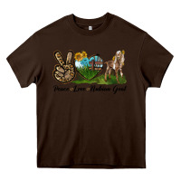 Chocolate Brown Peace Love Nubian Goat Heavy Core Tee - LillyAllenDesigns