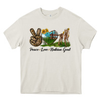Cream Peace Love Nubian Goat Heavy Core Tee - LillyAllenDesigns