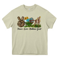 Mossy Peace Love Nubian Goat Heavy Core Tee - LillyAllenDesigns