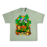 Oil Green st. patricks gnomes truck with rainbow Urban Heavy Tee - BundleAndBundleShop