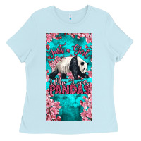 Baby Blue just a girl who loves pandas Ladies Tee - LillyAllenDesigns