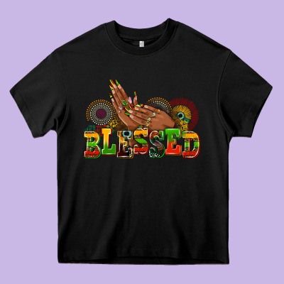 Blessed Afro Woman Hands Heavy Core Tee Designed By Adodesignshop