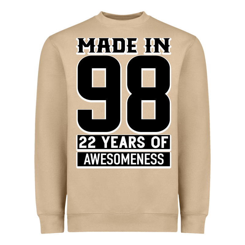 Made In 98 22 Years Of Awesomeness Heavyweight Sweatshirt by Bettercallsaul | Teevron