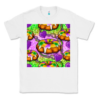 White Mardi Gras king cake seamless pattern Classic Tee - BundleAndBundleShop