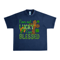 Navy I Am Not Lucky I Am Blessed St. Patricks Urban Heavy Tee - BundleAndBundleShop