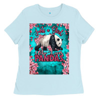 Baby Blue just a girl who loves pandas Ladies Tee - LillyAllenDesigns