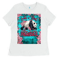 White just a girl who loves pandas Ladies Tee - LillyAllenDesigns