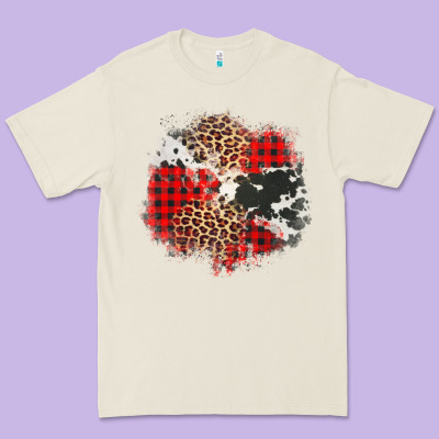 Leopard Cowhide Christmas Plaid Patches Premium Tee Designed By Jasminsmagicworld