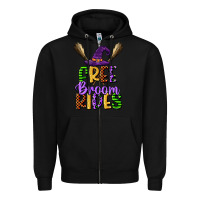 Black free broom rides Zipper Hoodie - CowGirlArtShop