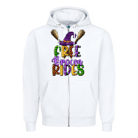 White free broom rides Zipper Hoodie - CowGirlArtShop